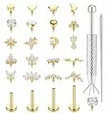 16G Tragus Helix Labret Piercings Chirurgenstahl Nasenpiercing Lippenpiercing Stecker Hypoallergener Ohrringe Innengewinde Ohrstecker Set Gold Sliver Muschel Conch Knorpel Ohrringe Piercings Ohr -G