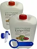 Essig-Schleicher Essenz 25% Säure 20,3 kg (2x10,15kg Kanister) mit Ausslasshahn/Ausgießer und Schlüssel für Deckel