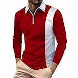 Generisch Herren Poloshirt Langarm Golf Polo Klassisches Baumwoll mit Brusttasche Casual Polo T-Shirt Pullover Hemd Langarm