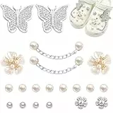 Jisrcha Schuhanstecker, Bling Schuhanhänger Dekoration Schmuck Design, Glitzer Schuhanstecker, Sliver Schuh Charms aus PVC für Mädchen Frauen Kinder Schuhschmuck, Weihnachtsgeschenke(A)