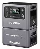 AFERIY 2025 Set 2800W Powerstation 2048Wh + 2048Wh Erweiterungsakku, 1,5h Schnellladung, 13 Ausgänge, Reine Sinuswelle 230V, USV, 4096Wh Solar-Generator Für Camping/Home-Office