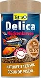 Tetra Delica Bloodworms Naturfutter - 100% gefriergetrocknete rote Mückenlarven, natürliche Snacks für Zierfische, 100 ml Dose