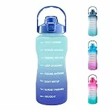 EYQ 1,8 l auslaufsichere Trinkflasche mit motivierender Zeitmarkierung, BPA-frei für Fitness, Fitnessstudio und Outdoor-Sportarten (grün/blauer Farbverlauf)