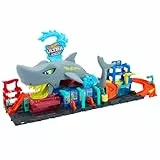 Hot Wheels Let's Race Netflix -City Spielzeugauto-Trackset, Ultimative Hai-Autowaschanlage mit Spielzeugauto im Maßstab 1:64, Farbwechselfunktion, wiederholbarer Farbwechsel-Effekt, Aufbewahrung,HTN82