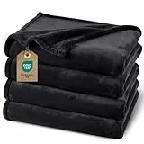 PHF Kuscheldecke Flauschig Fleecedecke 150x200cm - Oeko-Tex Weich Warm Wohndecke, 1PC Decke Blanket für Couch Sofa Bett, Tagesdecken & Kuscheldecken, Sofa überwurfdecke, Schwarz