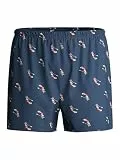 CALIDA Prints Boxershorts Herren, mit stoffüberzogenem Bund, aus 100% Baumwolle, ohne Eingriff Retro Blue 52-54
