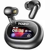 TOZO NC20 Pro Bluetooth Kopfhörer mit Geräuschunterdrückung,Active Noise Cancelling Kopfhörer mit Smart Touchscreen,LDAC Hi-Res Audio Stereo Bass,80 Std Akkulaufzeit 6 Mikro IPX8 Wasserdicht Schwarz
