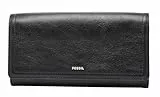 Fossil Brieftasche für Frauen Logan, Leder/Polyurethan Trim Klappe Clutch schwarz 19,4 cm L x 2,5 cm B x 10,2 cm H SL7833001