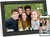 [Die Letzte Ausgabe] 10,1 Zoll WiFi Digitaler Bilderrahmen mit 16GB Karte, Elektronischer Bilderrahmen mit IPS Touch Screen, Auto-Rotate, Instant Photo und Video Sharing via Frameo App(Schwarz)