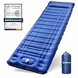Arlierss Isomatte, 12CM Dicke Luftmatratze Camping mit Fußpresse Pumpe und Kissen, Anti-Ripstop Tragbar Schlafmatte Outdoor für Wandern, Reise, Strand-Blau