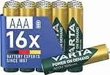VARTA Batterien AAA, wiederaufladbar, 16 Stück, Akku, Power on Demand, 1000 mAh Ni-MH, vorgeladen, sofort einsatzbereit [Exklusiv bei Amazon]