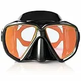 Taucherbrille für Erwachsene mit Anti-Nebel Schnorchelmaske, Schwimmmaske gehärtetem Glas und Nasenabdeckung zum Schnorcheln und Schwimmen (Schwarz (Rot Linse))