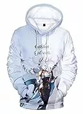 AMOMA Cosplay Anime Spiel 3D Digital Hoodie Freizeit Lange Ärmel Unisex Kapuzenpullover Sweatshirt(3XL,Shenhe-BW)