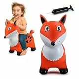 JAMARA 466006 Hüpftier Fuchs HoppyDoo - Spielzeug für Kinder, Hüpftier Baby Indoor Outdoor, Geschenk für Kinder, Aufblasbar, Gartenspielzeug, Pflegeleicht, BPA frei, mit Pumpe