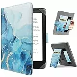HoYiXi Universal Hülle für 6.8'' / 7' Paperwhite/Pocketbook/Tolino/Sony eReader Kompatibel mit/Kobo Clara HD/Kobo Clara 2E Leder Schutzhülle,6.8 Kindle Cover Case,Dali Blue