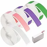 4 Rollen Thermo-Etikettenband 12x40 mm,Thermo Etiketten Rolle,Etikettendrucker Thermo Papier,Thermal Label Tape,Wasserdicht Etikettenband Kompatibel mit Etikettdrucker P11/P12/P15(Weiß/Grün/Rosa/Lila)