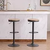 YOUNIKE Barhocker 2er Set Schwarz Holz Barstuhl Höhenverstellbar Schwenkbar Tresenhocker Küchenstühle Höhe Barstühle mit Fußstütze für Bar Küche