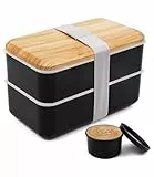 Bixury Bento Box Erwachsene Bentobox, 1400ml Brotdose Kinder mit Fächern und Besteck, Lunch Bento Box Japanisch für Erwachsene, Perfekte Lunchbox für Erwachsene und Kinder