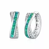 ZIPPICE Creolen Silber 925 Grün Opal Ohrringe für Damen Kleine Ohrringe Creolen Opal Schmuck Geschenke für Damen Frauen Mädchen Muttertagsgeschenke für Mama