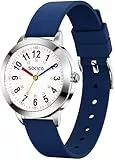 SOCICO Lernuhr Kinder Armbanduhr, 3ATM/30M wasserdichte Kinderuhr für Jungen Mädchen,Kinderuhr Analog Zeit Lernen Erntedankfest Weihnachtstag Geschenk (Blau)