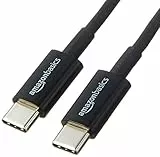 Amazon Basics USB-C-auf-USB-C 2.0 Schnellladekabel, 480 Mbit/s Geschwindigkeit, USB-IF-Zertifiziert, für Apple iPhone 16/15, iPad, Samsung Galaxy, Tablets, Laptops, 1.8 m, Schwarz