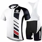 X-TIGER Herren Fahrradtrikot kurzärmliges Set mit 5D-Gel-gepolsterten Shorts Fahrradbekleidung Set für Mountainbikes