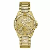 Guess Damen Armbanduhr Lady Frontier mit goldfarbenem Edelstahlarmband, 5 Bar, Gehäusedurchmesser: 40 mm, W1156L2