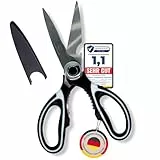 Küchenschere Edelstahl vom Scherenpalast, Geflügelschere, Mehrzweck Haushaltsschere, Stoffschere, Schere mit Schutzhülle für Geflügel, Knochen, Fisch, Kräuter & Gemüse, Dosenschneider, Nussknacker