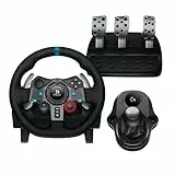 Logitech G G29 SE Driving Force Rennlenkrad und Pedale, Force Feedback, echtes Leder Driving Force Schalthebel – für PS5, PS4 und PC, Mac – Schwarz