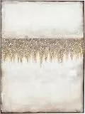 Kare Design Leinwandbild Abstract Fields, Beige, Wandbild, Wandkunst, Abstrakt, mit Holz Rahmen, Handgemalt, 75x55 cm