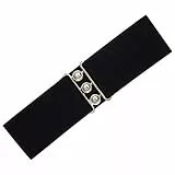 Ro Rox Retro Vintage-Stil Elastischer Weiter Gurt Gürtel - DE 44-50 - Schwarz (Large)