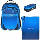 Elephant Schulrucksack 3 Teile Set Hero Signature Jungen Mädchen Rucksack Mäppchen Box Sportbeutel Attach Bag rtmb (Dark Blue Cube 12868)