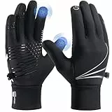 PULIOU Handschuhe Herren Damen Winter Warme Fahrradhandschuhe Winterhandschuhe Fahrrad Handschuhe Sporthandschuhe Laufhandschuhe Touchscreen Winddichte rutschfest Elastisch M