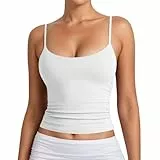 Generisch Tank Top Damen Spaghetti Sommer Lang U Ausschnitt Doppelt Gefüttert Shirt Eng Racerback Slim Fit Basic Tops Oberteil