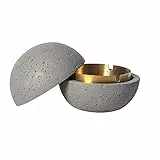 Cutfouwe Mülleimer Mit Deckel-Beton + Edelstahl-Φ12.5Cm X H10.8Cm -Wasserdicht/Winddicht,Grau