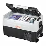 VEVOR Camping Kühlschrank 35 L Kühlbox, 12/24 V Rollbare Elektrische Gefrierbox 2 in 1 Doppelzone, Auto Kühlschrank Kompressor zum Warmhalten und Kühlen 60 W Tragbar Handgriff Boot, Lkw, Mobil Grau