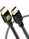 PowerBear 4K HDMI Kabel 1m | 18Gbps Hochgeschwindigkeit HDMI Kabel, geflochtenes Nylon & Goldstecker, 4K @ 60Hz, Ultra HD, 2K, 1080P, ARC & CL3 zertifiziert | für Laptop, Monitor, PS5, PS4 & mehr