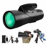 Gosky Piper Monokular Teleskop 12x55 HD für Erwachsene mit BAK4 Prisma & FMC Objektiv, Leichter Monokular mit Smartphone Adapter für Vogelbeobachtung und Jagd (Schwarz)