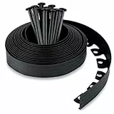 Flexible Rasenkante Kunststoff (10 m, schwarz) mit 30 Erdanker - Höhe 50 mm - Unsichtbare Raseneinfassung aus recyceltem Plastik - Leicht zu verarbeiten