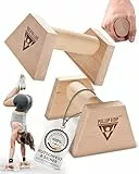 PULLUP & DIP Liegestützgriffe aus Holz inkl. Handgelenkbandagen – Ergonomische Handstandgriffe, rutschfeste Push-Up Bars für Calisthenics, Fitness & Oberkörpertraining