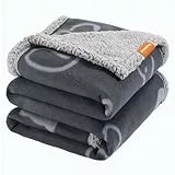 PETTOM Hundedecke Wasserdicht, 127 x 100 cm Sherpa Fleece Decke Hund, für Mittelgroße und Große Hunde, Katzendecke Flauschig und Weich, Hundedecke Sofa mit Doppelter Seite Waschbar, Grau