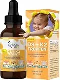 Vihado Vitamin D3 + K2 für Kinder von 1-4 Jahre, sicherer Markenrohstoff, vegan, 300 Tage, 5μg 200 IE Vitamin D aus Flechten + Vitamin K, Vitamin D Kinder Vitamine, 10 ml (300 Tropfen)