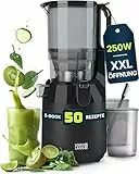 LEBENLANG Entsafter Slow Juicer - Inkl. Rezeptbuch & Große 135mm Öffnung I Perfekt für Obst ganze Früchte und Gemüse 100% BPA-Frei I Best Juicer Machine Saftpresse elektrisch Masticating Green Press