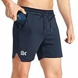 BROKIG Leichte Sportshorts mit Reißverschlusstasche, für Herren, schnell trocknende Lauf- und Fitness-Shorts, dunkelgrau, L