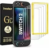 ivoler 4 Stück Schutzglas für Nintendo Switch 2 (2025), 30s Schnellmontage & Fehlerfrei dank Positionierhilfe, 9H Härte Schutzfolie, Anti-Kratz, HD-Klar, Bläschenfrei