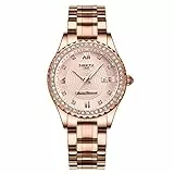 NIBOSI Damen Armbanduhr Analoges Quarz Uhr Zifferblatt in Roségold luxuriöse wasserdichte Diamant-Armbanduhr Edelstahl für Damen automatisches Datum