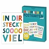 Rüsselfuchs Positive Sprüche Postkarten - 30 Stück Mutmacher-Karten - 15 Motive, jedes Motiv doppelt - Affirmationskarten DIN A6 weiß
