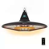 Cecotec Elektrischer Außenheizlüfter zur Deckenmontage ReadyWarm 1500 Power Ceiling, 1500 W, Halogen-Technologie, Schutzart IP65, Fernbedienung, Abdeckungsbereich 10 m²