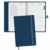 BEZEND Taschenkalender 2026 Klein [auf Deutsch] ca.A6 17 x 11 cm, Kalender 2026 Klein Ringbuch mit Softcover & Abnehmbares Papier, Terminplaner 1 Woche 2 Seite mit Kartenschlitz, Preußisch Blau