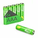 GP Charge & Save AAA Akku NiMH 650mAh – 6 Stück | vorgeladen, geringe Selbstentladung | wiederaufladbar statt Einweg für häufig genutzte Geräte | ideal für schnurlose Telefone, Solarlampen und mehr